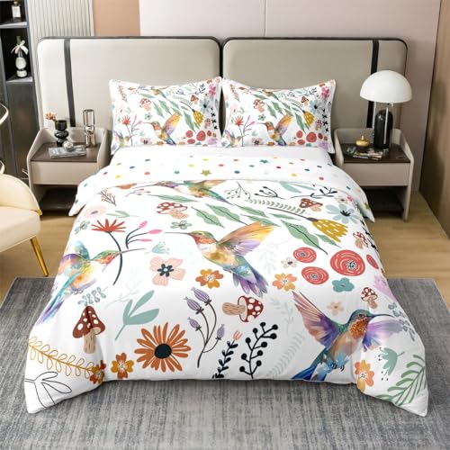 Kolibri 100% Baumwolle Bettbezug für Erwachsene,Blau Grüner Frühling Vogel Tröster Bezug,Pflanze Blume Bettwäsche Set,Bauernhof Natur Frühling Wildlife Bettwäsche Abdeckung mit 1 Kissenbezug 155x220 Kolibri 100% Baumwolle Bettbezug für Erwachsene,Blau Grüner Frühling Vogel Tröster Bezug,Pflanze Blume Bettwäsche Set,Bauernhof Natur Frühling Wildlife Bettwäsche Abdeckung mit 1 Kissenbezug 155x220 von Homewish