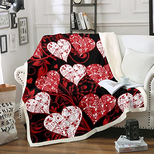 Liebe Herz Paar Decke 150x200 Valentinstag Hochzeits Decke Werfen für Bett Sofa Couch Romantisches Herz Floal Fleece Decke Süße Liebe Fuzzy Decke für Jugendliche Mädchen Erwachsene Frauen von Homewish