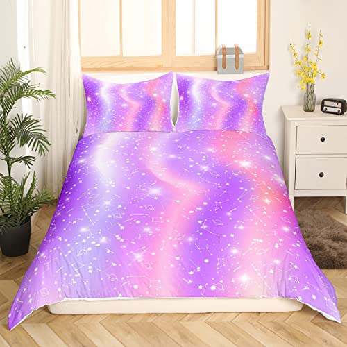 Lila Galaxy-Bettwäsche-Set für Mädchen 135 x 200 cm Bettbezug für Kinder Teenager Bettbezug Regenbogen-Ombre Tie-Dye-Pastell-Bettdecke Glitzer Sternenhimmel Sterne Tagesdecke mit 1 Kissenbezug Lila Galaxy-Bettwäsche-Set für Mädchen 135 x 200 cm Bettbezug für Kinder Teenager Bettbezug Regenbogen-Ombre Tie-Dye-Pastell-Bettdecke Glitzer Sternenhimmel Sterne Tagesdecke mit 1 Kissenbezug von Homewish