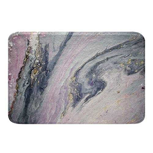 Lila Grau Teppich 16"X 24",Marmorader Badematte,Schillernde Tinte Flüssige Kunst Marmorierung Outdoor Teppich Willkommensmatte Marmorkorn Innen Fußmatte,Waschbare Abstrakte Marmor Badezimmer Set von Homewish