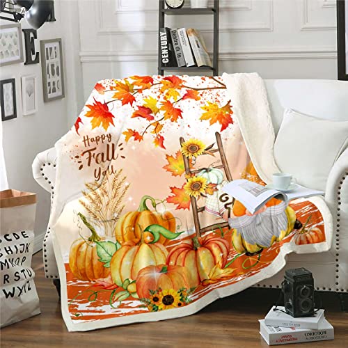 Niedliches Herbstzwerg Decke Thanksgiving Kürbis Decke Werfen 150 x 200 Herbst Wohnkultur Rustikales Ahornblatt Plüsch Decke Sonnenblume Sherpa Decke Herbst Natürliche Erntezeit Fleece Decke Weich von Homewish