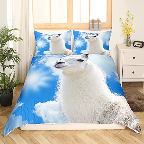 Niedliches Lama Bettwäsche Set Lama Alpaka Bettbezug für Kinder Jungen Mädchen Schlafzimmerdekor Cartoon Lama Alpaka Design Bettbezug 135 x 200 Blauer Himmel Wildtier Tagesdecke mit 1 Kissenbezug Niedliches Lama Bettwäsche Set Lama Alpaka Bettbezug für Kinder Jungen Mädchen Schlafzimmerdekor Cartoon Lama Alpaka Design Bettbezug 135 x 200 Blauer Himmel Wildtier Tagesdecke mit 1 Kissenbezug von Homewish