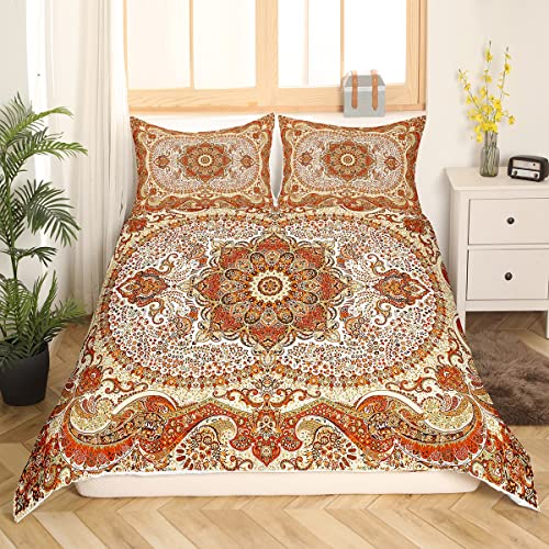 Orientalische Blumen Bettwäsche 155x220 Jahrgang Blume Bettbezug für Jugendliche Erwachsene,Persische Medaillon Bett Set Retro Ästhetische Schlafzimmer Dekor,Boho Paisley Bettwäsche Set 3 Stücke von Homewish