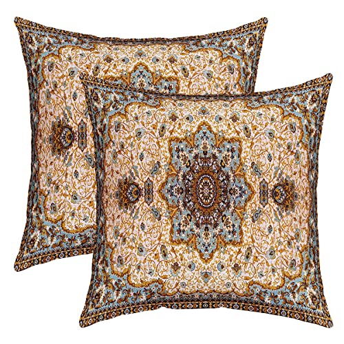 Orientalische Blumen Kissenbezüge 60x60 Satz von 2,Jahrgang Blumen Deko Accent Kissenbezüge Persische Medaillon Dekorativer Kissenbezüge Retro Ästhetische Dekorative Kissenbezüge,Boho Paisley Dekor von Homewish