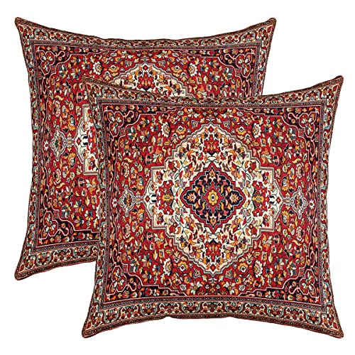 Orientalische Kissenbezüge 60x60 Satz von 2 Jahrgang Persische Blumen Dekorativer Kissenbezüge,Boho Tribal Kissenbezüge Traditionelle Ästhetische Deko Accent Kissenbezüge,Hippie Paisley Mandala Dekor von Homewish