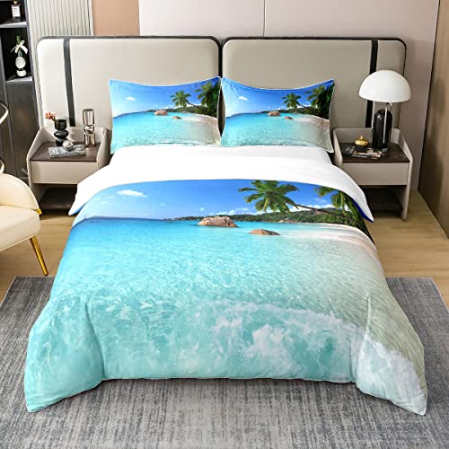 Ozean 100% Gewaschene Baumwolle Bettbezug 155x220,Palmenblätter Bedruckt Tröster Bezug,Sommer Strand Dekor Hawaiian Urlaub Stil Bettwäsche Set,Grüne Palmen Tropische Natur Meer Thema Steppdeckenbezug Ozean 100% Gewaschene Baumwolle Bettbezug 155x220,Palmenblätter Bedruckt Tröster Bezug,Sommer Strand Dekor Hawaiian Urlaub Stil Bettwäsche Set,Grüne Palmen Tropische Natur Meer Thema Steppdeckenbezug von Homewish