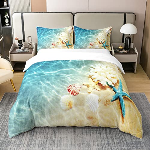 Ozean 100% Waschte Baumwolle Bettbezug 155x220 Strand Bettwäsche Set Küsten Natur Thema Muster Teal Tröster Abdeckung Mädchen Hawaiian Steppdeckenbezug Seewelle Tier Seesterne Bett 1 Kissenbezug,Blau Ozean 100% Waschte Baumwolle Bettbezug 155x220 Strand Bettwäsche Set Küsten Natur Thema Muster Teal Tröster Abdeckung Mädchen Hawaiian Steppdeckenbezug Seewelle Tier Seesterne Bett 1 Kissenbezug,Blau von Homewish