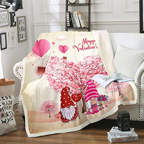 Paar Wichtel Decke Liebesbäume Fuzzy Decke Fröhlichen Valentinstag Decke Werfen 229x229 für Schlafsofa Aquarell Fleece Decke Romantischen Stil Sherpa Decke Rosa Plüsch Decke für Ehemann und Ehefrau von Homewish