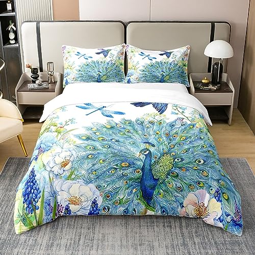 Pfau 100% Baumwolle Bettbezug Set 135x200 Kolibri Libelle Tröster Abdeckung Blume Vögel Muster Bettwäsche Sets für Mädchen Frauen Navy Blau Floral Tiere Frische Natur Quilt Cover mit 1 Kissenbezug Pfau 100% Baumwolle Bettbezug Set 135x200 Kolibri Libelle Tröster Abdeckung Blume Vögel Muster Bettwäsche Sets für Mädchen Frauen Navy Blau Floral Tiere Frische Natur Quilt Cover mit 1 Kissenbezug von Homewish