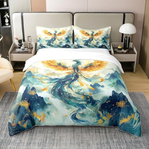 Phoenix 100% Baumwolle Bettwäsche Set 155x220,Gradient Bird Magische Tier Bettbezug,Mysteriöse Orientalische Tröster Abdeckung,Exotische Chinesische Malerei Aquarell Bettbezug Phoenix 100% Baumwolle Bettwäsche Set 155x220,Gradient Bird Magische Tier Bettbezug,Mysteriöse Orientalische Tröster Abdeckung,Exotische Chinesische Malerei Aquarell Bettbezug von Homewish