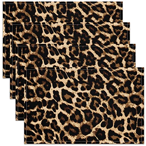 Schwarz Braun Leopard Tischsets, Gepard Leopard Abwischbare Platzset für Esszimmer Terrasse Tisch Küche, Afrikanisches Wildtier Thema rutschfeste Tischsets 30x45 Satz von 4 von Homewish