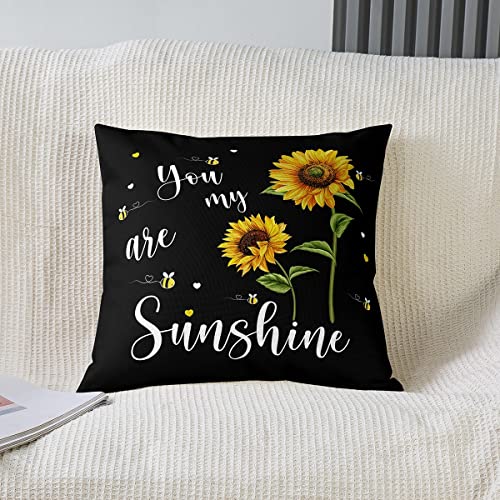 Sonnenblume Wurf Kissenbezüge 40x40 Set von 4 Biene Kissenbezüge Farmhousetheme Dekor Kissenbezüge Chic Floral Rustikale Kissenbezüge für Zuhause Büro Sofa Couch Bett Wohnzimmer Stuhl Auto Draußen von Homewish