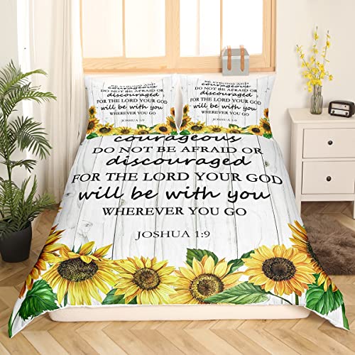 Sonnenblumen Bettwäsche 135 x 200 Bibelvers sonnige Blumen Bettbezug für Kinder inspirierende Zitate Bettbezug botanischer Garten floraler Bettbezug ländlicher pastoraler Stil rustikale Raumdekor von Homewish