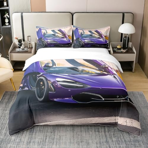 Teens Rennwagen Bettwäsche Abdeckung 135x200 3D Cool Speed Rennwagen Bett Set für Jungen Kinder Moderne Luxuary Auto Tröster Abdeckung Mode Lila Fahrzeug Bettwäsche Set Leicht,Reißverschluss Krawatten Teens Rennwagen Bettwäsche Abdeckung 135x200 3D Cool Speed Rennwagen Bett Set für Jungen Kinder Moderne Luxuary Auto Tröster Abdeckung Mode Lila Fahrzeug Bettwäsche Set Leicht,Reißverschluss Krawatten von Homewish