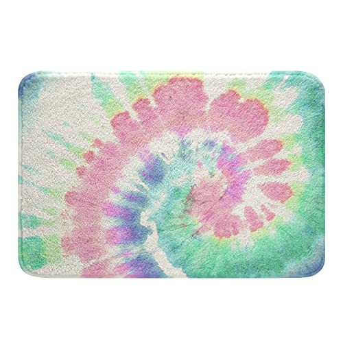 Tie Dye Badteppich,Boho Psychedelic Spiral Area Rugs Bohemian Gypsy Trippy Badematte rutschfest für Kinder Mädchen Frauen Schlafzimmer Dekor,Exotische Aquarell Teppich Fußmatten,Rosa Grün,16"x 24" von Homewish