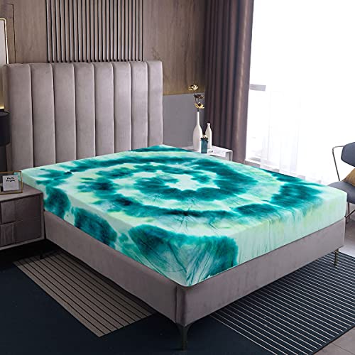 Tie Dye Spannbettlaken 90x200 Teal Blue Tie Dyed Bettwäsche Bohemian Spiral Print Spannbettlaken für Kinder Jungen Mädchen Teens Erwachsene Boho Hippie Psychedelische Bettwäsche Tie Dye Spannbettlaken 90x200 Teal Blue Tie Dyed Bettwäsche Bohemian Spiral Print Spannbettlaken für Kinder Jungen Mädchen Teens Erwachsene Boho Hippie Psychedelische Bettwäsche von Homewish