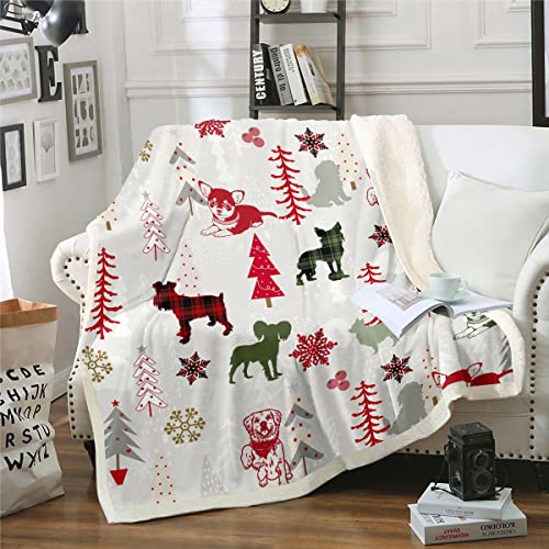 Weihnachten Decke 75x100 Kinder Nette Büffel Plaid Hunde Fuzzy Decke für Kinder Jungen Mädchen Weihnachten Zimmer Dekor Weihnachtsbaum Schneeflocke Fleece Decke Neujahr Urlaub Sherpa Decke Rot Grün von Homewish