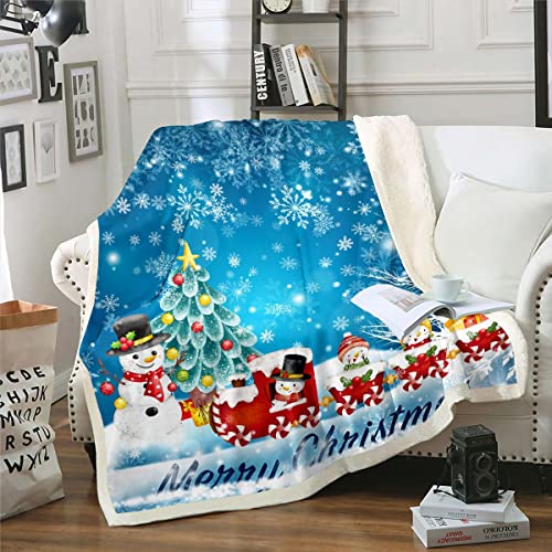 Weihnachten Decke Werfen Jungen Mädchen Nette Weihnachten Schneemann Fleece Decke 130x150 Kinder Kawaii Schneemänner mit Weihnachten Zug Fuzzy Decke Weihnachtsbaum Schneeflocke Karikatur Sherpa Decke von Homewish