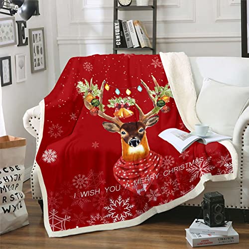 Weihnachten Decke Werfen Weihnachten Hirsch Fleece Decke 130x150 Weihnachten Rentier Fuzzy Decke Rote Weihnachten Schneeflocke Sherpa Decke Urlaub Schlafzimmer Dekor Weiche Leichte Neujahr Wohnkultur von Homewish