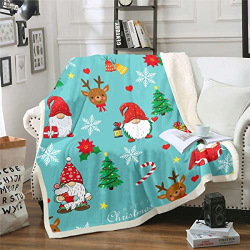 Homewish Weihnachten Decke Werfen Weihnachten Santa GNOME Fleece Decke 75x100 Jungen Mädchen Niedlich Hirsch Weihnachtsmann Fuzzy Decke Sherpa Decke Weihnachtsbaum Schneeflocke Dekor von Homewish