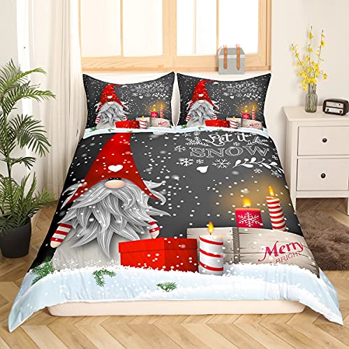 Weihnachts Bettwäsche Sets Skandinavische Weihnachten Weihnachts GNOME Tröster Abdeckung Schneen Santa Claus Bettwäsche Sets für Kinder Jungen Mädchen Romantische Kerzenlicht Quilt Cover 135x200 von Homewish