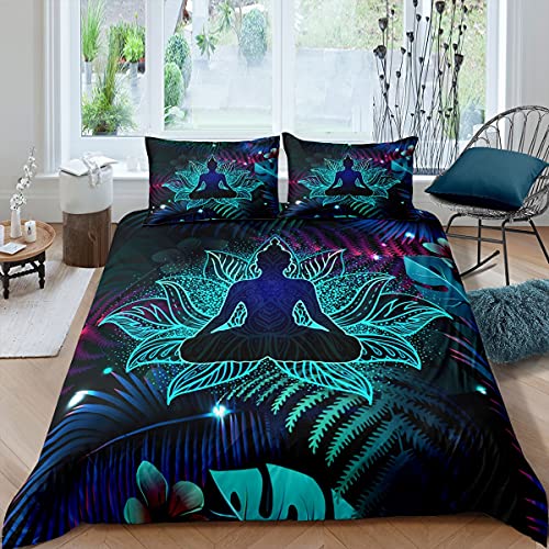 Yoga Bettbezug Lotus Bohemian Bettbezug Set Tropische Blätter Bettwäsche-Sets für Kinder Teen Erwachsene Chakra Art Hippie Boho Bettbezug mit 1 Kissenbezug 135x200 Schlafzimmer Dekor Yoga Bettbezug Lotus Bohemian Bettbezug Set Tropische Blätter Bettwäsche-Sets für Kinder Teen Erwachsene Chakra Art Hippie Boho Bettbezug mit 1 Kissenbezug 135x200 Schlafzimmer Dekor von Homewish