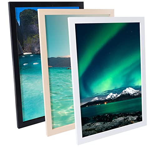 Homewit 2er Set Bilderrahmen A4 MDF Fotorahmen 21x30 cm, mit Acrylglasfront und Haken, Holzrahmen Portraitrahmen Posterrahmen für Tischplatte und Wanddekoration Natur von Homewit