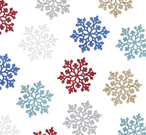 Homewit 36 Stück Schneeflocken Weihnachtsdeko Weihnachtsbaumschmuck Glitter Schneeflocken Deko Weihnachtsanhänger Christbaumschmuck Fensterdeko Ornamente zum aufhängen Ø ca.10 cm Bunt von Homewit