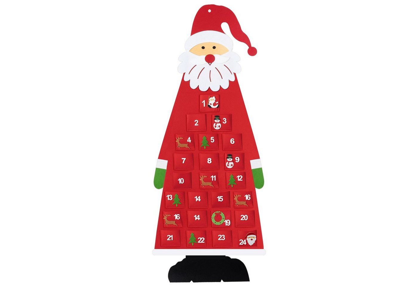 Homewit Adventskalender H 150cm * W 55cm Filz-Adventskalender (Santa Adventskalender zum Befüllen mit 24 Taschen Wandbehang DIY Weihnachtsmann Filz Nikolaus Countdown Dekoration, 1-tlg), für Weihnachten Geschenk, Weihnachtsschmuck, Home von Homewit