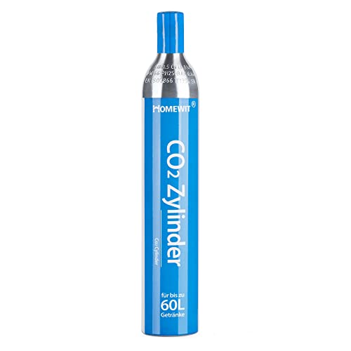 Homewit CO2 Zylinder | erstbefüllt in Deutschland | 425 g Kohlensäure für 60 Liter | geeignet für SodaStream(z.B. SodaStream Crystal, Easy, Power & Cool) Wassersprudler usw. Keine Schnelle Einheit von Homewit