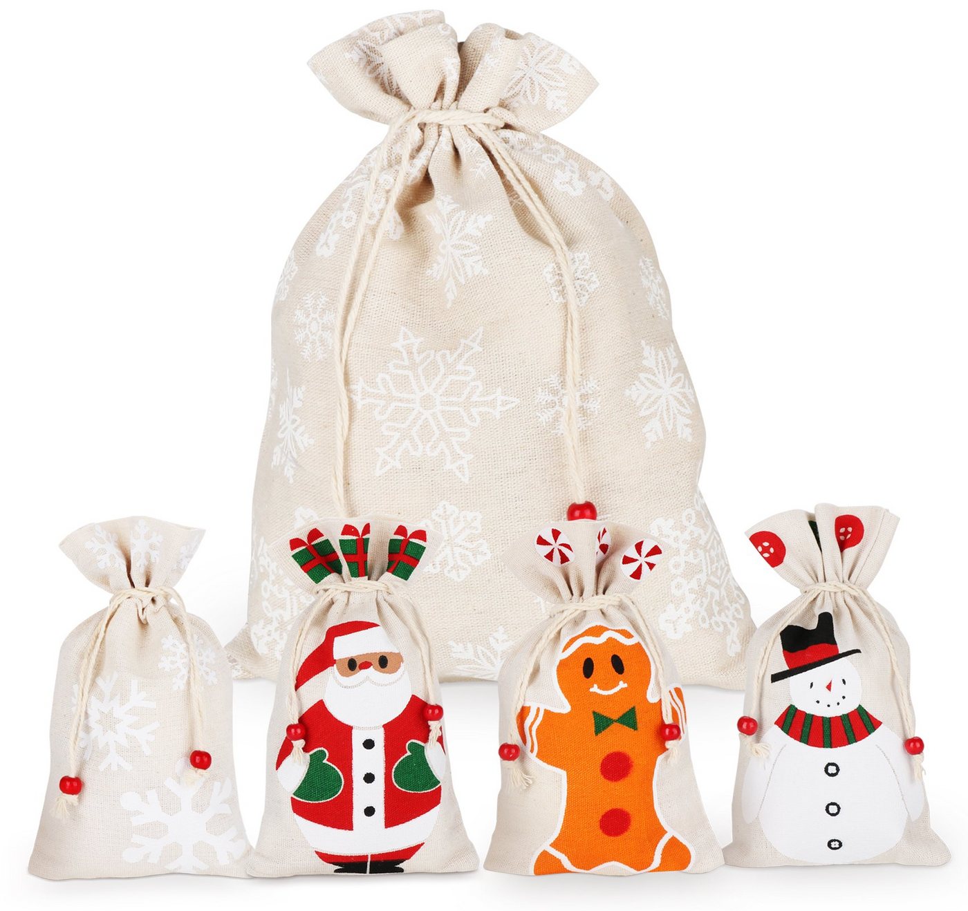 Homewit Christbaumschmuck Geschenksäckchen zu Weihnachten mit Zugband (5-tlg), Ideal zum Verpacken von Geschenken von Homewit