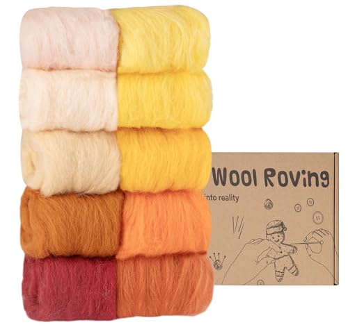 Homewit Filzwolle,10 Farben Je 10 Gramm,Wolle Zum Filzen,Filzwolle Trockenfilzen Und Filzwolle Nassfilzen,Märchenwolle Zum Filzen, Für Starter DIY Wolle Handwerk Filzwolle von Homewit