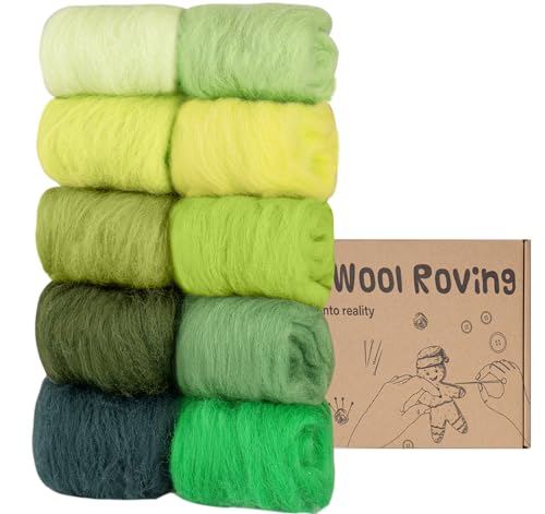 Homewit Filzwolle Set,10 Farben Je 10 Gramm,Filzwolle Nassfilzen Trockenfilzen Märchenwolle Zum Filzen Von Elfen Und Feen Aus Filzwolle DIY Wolle von Homewit