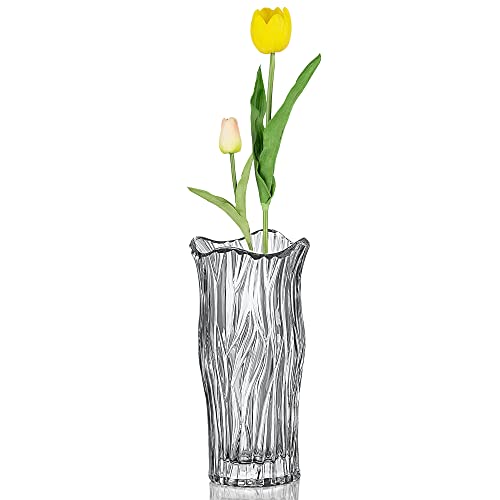 Homewit Glas Blumenvase, Moderne minimalistische Vase, Dekorative Glasvase Säulenvase floraler Pflanzenbehälter für Tischdeko, Geschenk für Hochzeit, Einweihungsparty, Feiern Grau von Homewit