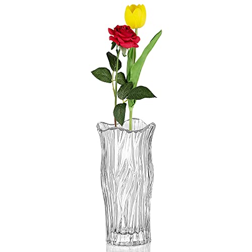 Homewit Glas Blumenvase, Moderne minimalistische Vase, Dekorative Glasvase Säulenvase floraler Pflanzenbehälter für Tischdeko, Geschenk für Hochzeit, Einweihungsparty, Feiern Transparent von Homewit