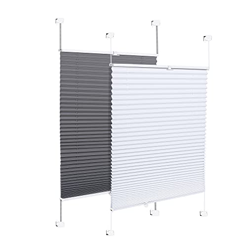 Homewit Plissee ohne Bohren Plisseerollo Klemmfix Breite 35-115 cm, Höhe 100-200 cm Jalousie Rollos für Tür & Fenster Faltrollo mit Klemmträger Sonnenschutz Blickdicht Easyfix von Homewit