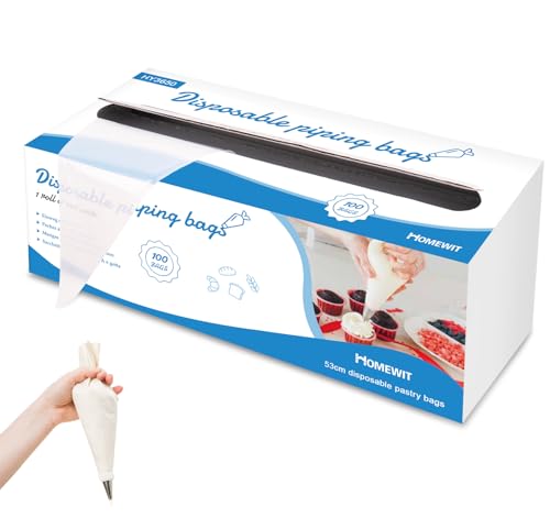 Homewit Spritzbeutel Einweg Groß, 100 Stück Spritzbeutel Wiederverwendbar, 53 x 27 cm Einmal Spritzbeutel, Spritzsack zum Dekorieren von Kuchen, Gebäck, Keksen, Backen zu Hause von Homewit