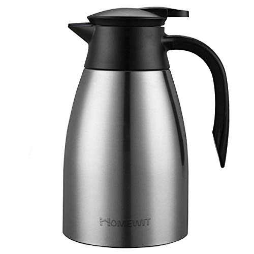 Homewit Thermoskanne 1,5 L | Max. 48 Stunden Wärmespeicherung & Kältespeicherung Isolierkanne | doppelwandige Vakuum Kaffeekanne Teekanne | Edelstahl Thermoskanne für Kaffee, Tee, Wasser, Getränk von Homewit