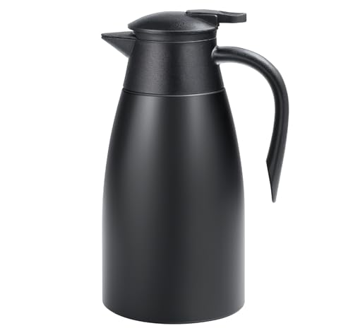 Homewit Thermoskanne 1,5l, Isolierkanne mit Doppelschicht 304 Edelstahl, 48 Stunden Isolierung für Wasserkocher, Teekannen und Kaffeekanne zum Warmhalten von Getränken, Schwarz von Homewit