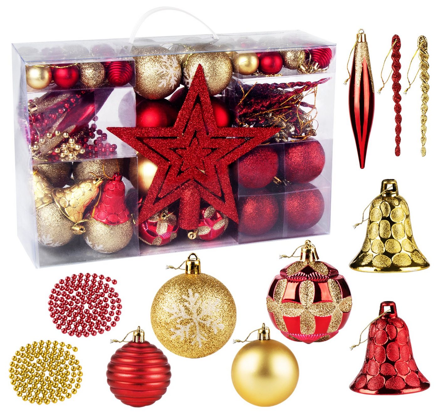 Homewit Weihnachtsbaumkugel 100-teiliges Weihnachtskugel-Set, Christbaumschmuck von Homewit