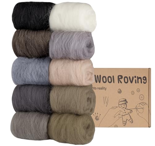 Homewit Wolle Zum Filzen Filzwolle 10 Farben Je 10 G,Filzwolle Trockenfilzen Und Filzwolle Nassfilzen Märchenwolle Schafwolle Set Für Starter DIY Wolle Handwerk von Homewit