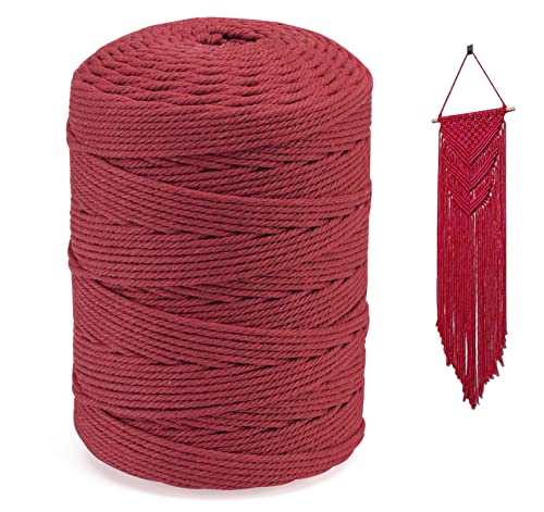 Makramee Garn Rot, Homewit Premium Macrame Cord 3mm x 300m und Makramee Baumwollgarn, Baumwollkordel für Blumenampel Makramee Wandbehang und Hängepflanze Pflanze Aufhänger, Weben Dekoration von Homewit