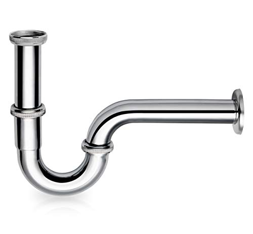 Siphon Edelstahl Siphon Universal Röhrensiphon für Waschbecken&Waschtisch,1-1/4" Chrome Siphon 32mm Waschtisch Dichtung Abnehmbar Anti-Geruch Röhrensiphon von Homewit