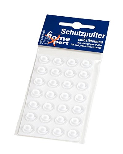 Home Xpert 28er Pack Schutzpuffer, Anschlagpuffer, Möbelpuffer, Anschlagdämpfer, Elastikpuffer, flach, transparent, selbstklebend, Ø 12 mm, Höhe 1,5 m von homeXpert