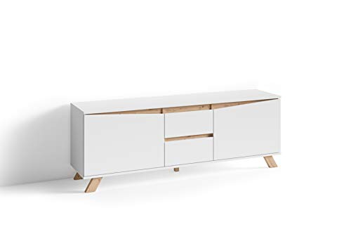 byLIVING TV-Board Valentin, Moderne Artisan Eiche Kombination mit weiß, Lowboard/Sideboard, robuste Melamin Optik, Holzwerkstoff, B 160, H 60, T 38 cm von byLIVING