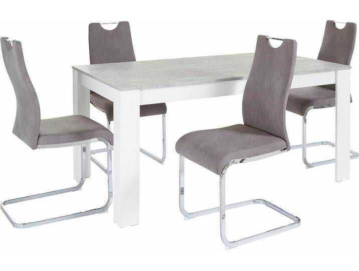 Homexperts Essgruppe Zabona, (Set, 5-tlg), 4 Stühle und 1 Tisch, grau, grau von Homexperts