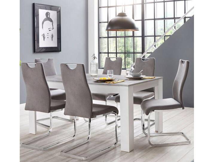 Homexperts Esszimmerstuhl Zabona (Set, 4 St), (2 oder 4 Stück), Bezug in Microfaser oder Cord, Freischwinger, grau, 4 St. von Homexperts