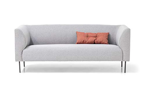 Homexperts 3-Sitzer Sofa Kerstin mit 185cm Breite/Polster-Sofa mit Webstoff-Bezug in Hell-Grau/Metall Füße Schwarz / 3-er Couch mit Nosag-Federung / 185 x 74 x 76 cm (BxHxT) von Homexperts