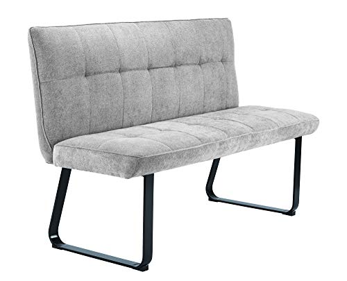 byLIVING Sitz-Bank TALEA, Stoff, Nosagfederung, Untergestell aus Metall und schwarz pulverbeschichtet, hoher Sitzkomfort, Webstoff, grau, B 140, H 92, T 59 cm von byLIVING