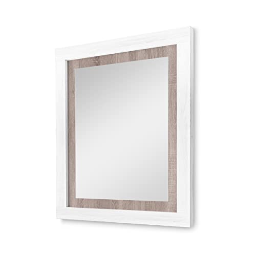 Homey, Wandspiegel, Modell Omabella, praktisch und funktional, in Andersen und Kiefer grau, inkl. Beschläge, Maße: 75 cm (H) x 90 cm (B) x 3,5 cm (T) von Homey